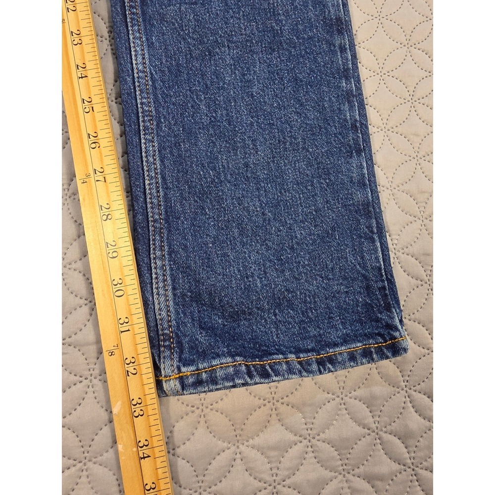 Forever 21 Premium Mid Rise Bootcut Cargo Jeans Dark Wash Blue Size 27 Utility - Picture 5 of 8